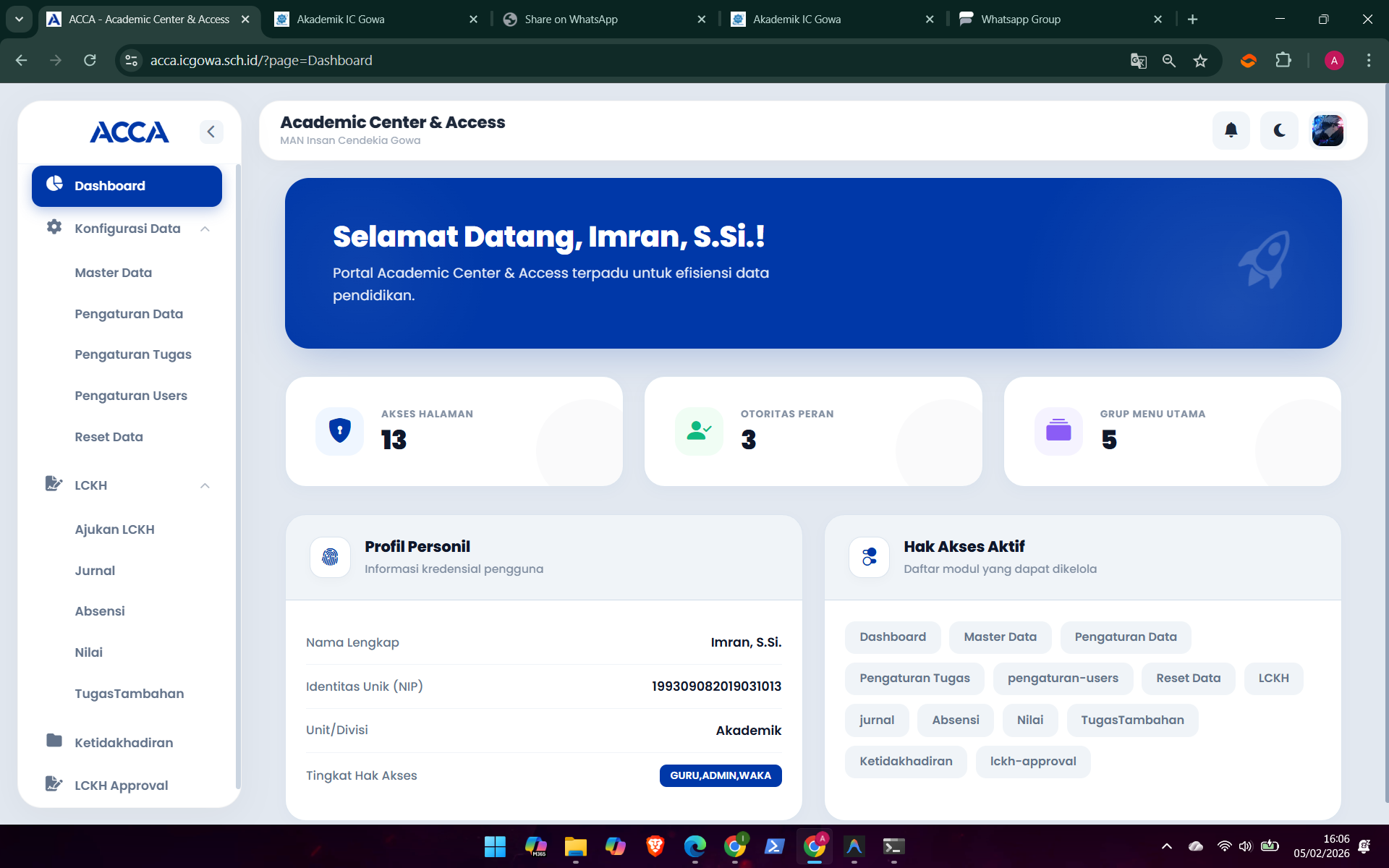 Dashboard Utama ACCA